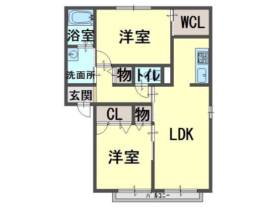 記念石台(2LDK/1階)の間取り写真