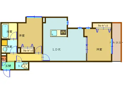 オグリーヴ(2LDK/4階)の間取り写真
