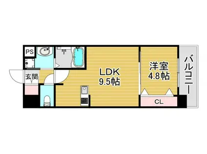 スプランディッド中之島ウエスト(1LDK/5階)の間取り写真