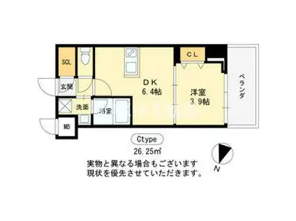 ヴィーナス今里(1DK/3階)の間取り写真