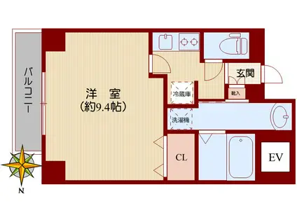ヴァーデジアン(1K/3階)の間取り写真