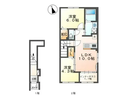 スターテラスII東川口(2LDK/2階)の間取り写真