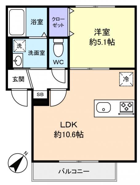 REGARO前原SHIKI(1LDK/3階)の間取り写真