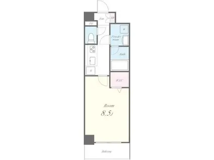 ディ・アミカル(1K/2階)の間取り写真