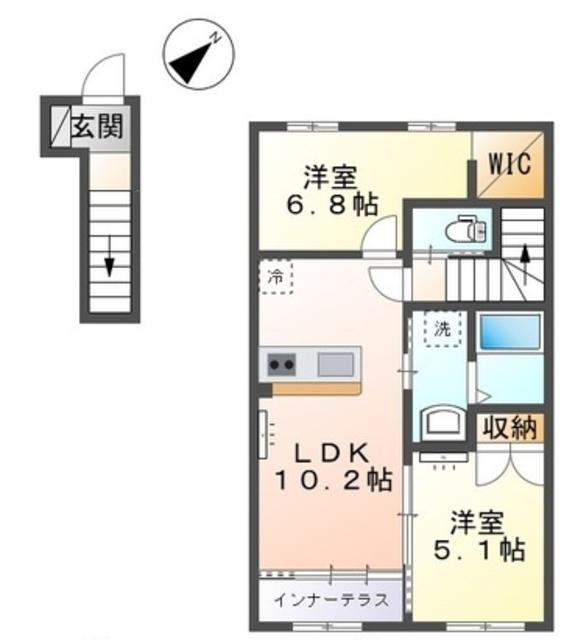 サン・サルーテ(2LDK/2階)の間取り写真
