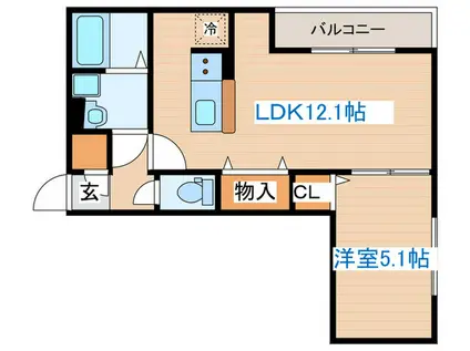 D-ROOM南材木町(1LDK/2階)の間取り写真