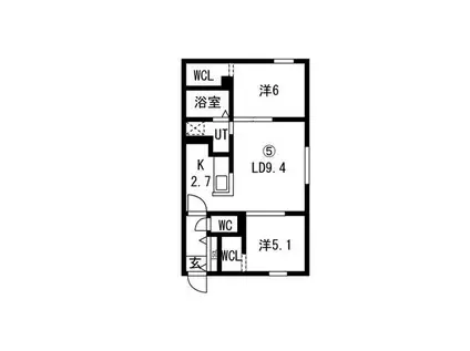 ルクレールアサブ(2LDK/4階)の間取り写真
