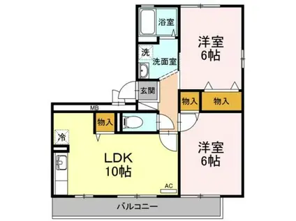アルタ旭ヶ丘(2LDK/2階)の間取り写真