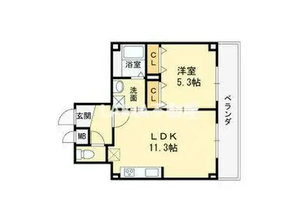 グランフェリシア都島(1LDK/2階)の間取り写真