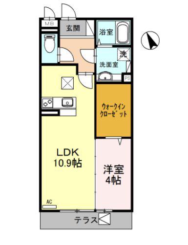 フェリーチェ(1LDK/1階)の間取り写真