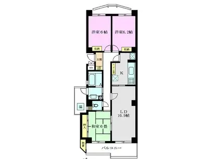 あさかヴィレッジ パティオ棟(3LDK/2階)の間取り写真