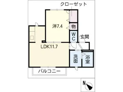 タウンコート裕I B棟(1LDK/1階)の間取り写真