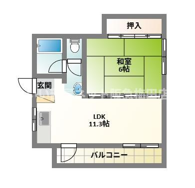 KMKハイツ(1LDK/2階)の間取り写真