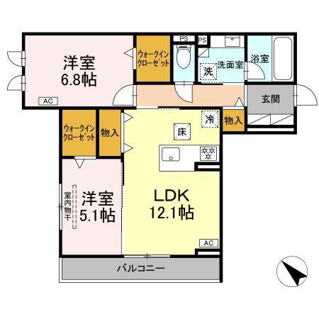 D-AVANCE 柱六番町I(2LDK/1階)の間取り写真