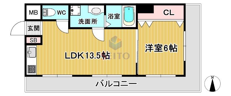 長尾第1ビル(1LDK/4階)の間取り写真