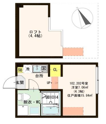 ハーモニーテラス北小岩V(ワンルーム/1階)の間取り写真