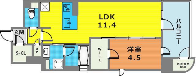 ラシュレ神戸北野(1LDK/5階)の間取り写真