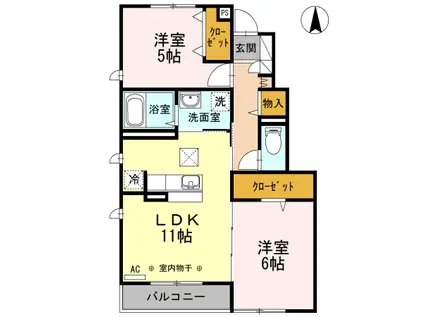 パブロハニー A(2LDK/1階)の間取り写真