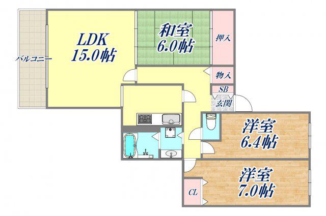上ヶ原TWENTY-EIGHT(3LDK/4階)の間取り写真