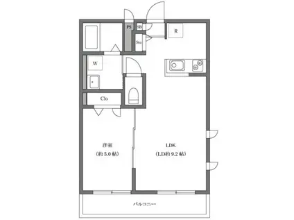 ルニソラーレK(1LDK/2階)の間取り写真