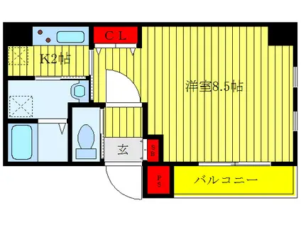 レクイアーレ(1K/4階)の間取り写真