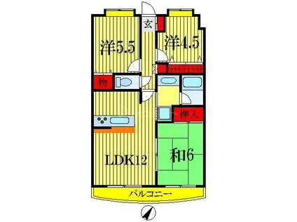 サニークレスト西船橋(3LDK/3階)の間取り写真