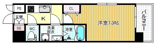 サムティ福島VIVENTE(1K/3階)の間取り写真