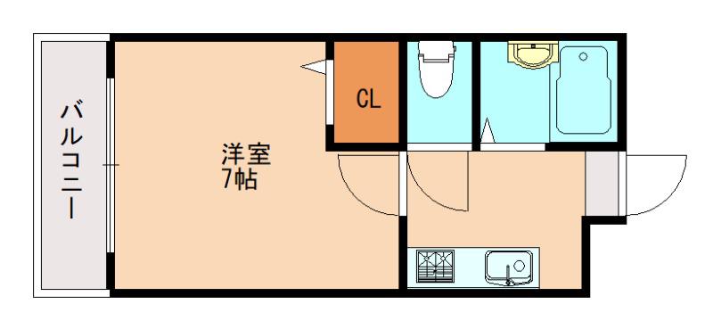 フラット3肘井(1K/4階)の間取り写真