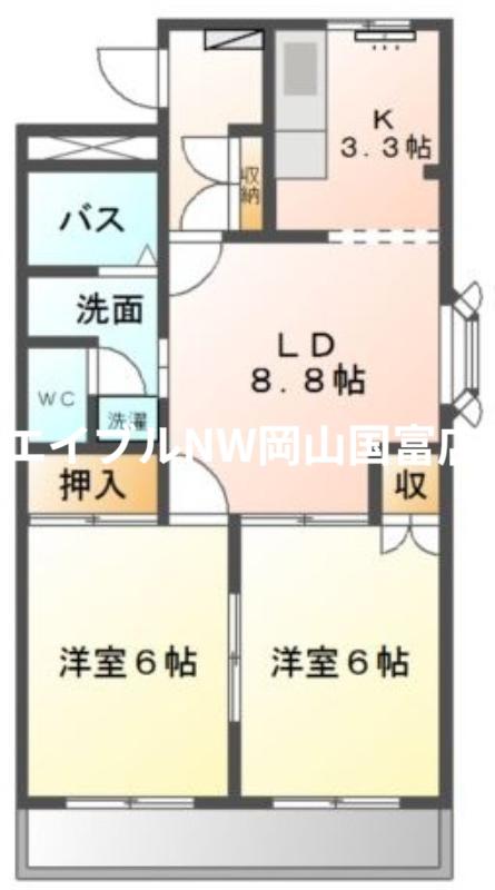 サンライズ1番館(2LDK/3階)の間取り写真