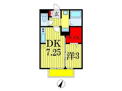 フェリシタドゥジェーム・プルミエ1(1DK/1階)の間取り写真