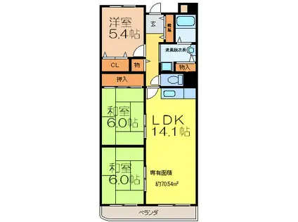 カロン・シャトー(3LDK/2階)の間取り写真