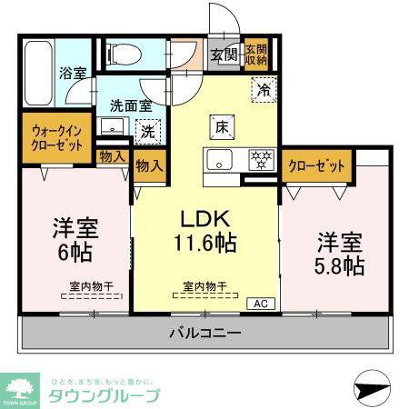 プランドール湘南(2LDK/3階)の間取り写真