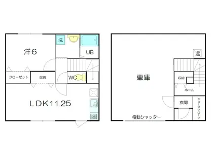 ガレージアパートK.A.ZAIFU(1LDK/2階)の間取り写真