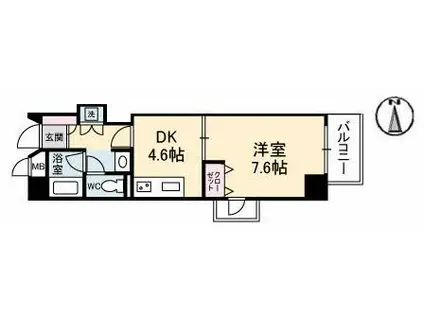 メゾン・ド・ナリヤA(1DK/2階)の間取り写真