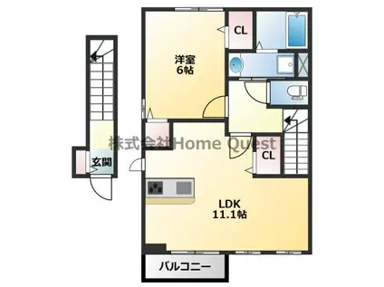 セレノ アロッジオII(1LDK/2階)の間取り写真