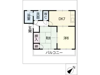 グレイス旭(2DK/2階)の間取り写真