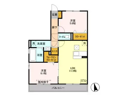 スマイルコート6番館(2LDK/1階)の間取り写真