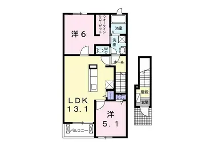 アヴェニュー(2LDK/2階)の間取り写真