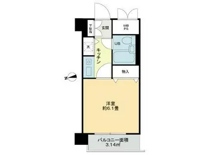 ライオンズマンション一高前(1K/2階)の間取り写真