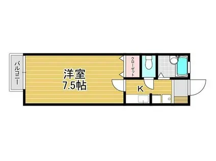 MOON江南町(1K/1階)の間取り写真