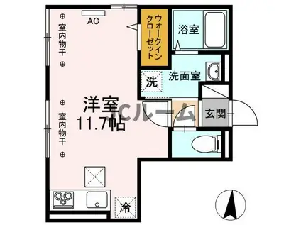 ファースト・ハイツ 八幡(ワンルーム/1階)の間取り写真