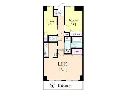 プチフォンテーヌ(2LDK/4階)の間取り写真