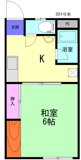 Fアパルトメント皿山町(1K/1階)の間取り写真