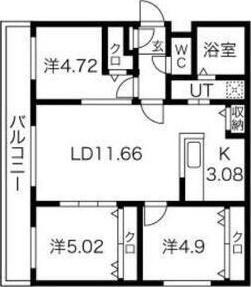 コローレ手稲(3LDK/3階)の間取り写真