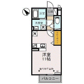 エムステート(ワンルーム/2階)の間取り写真