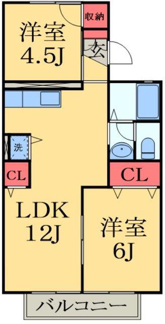 ファーストターフ鎌取B(2LDK/1階)の間取り写真