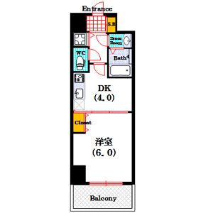 ノーブルコート堺筋本町(1DK/11階)の間取り写真