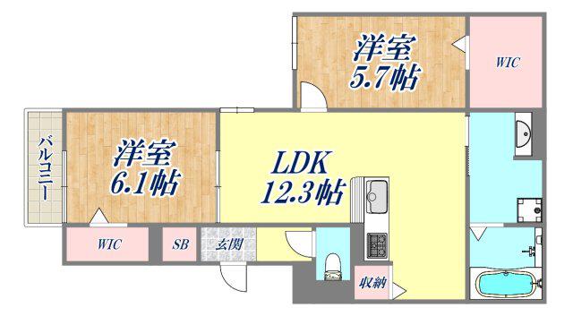 COCOONIA(2LDK/1階)の間取り写真