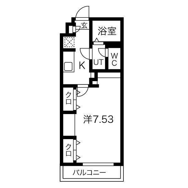 SANA泉中央(1K/1階)の間取り写真