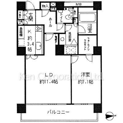 リバーポイントタワー(1LDK/17階)の間取り写真